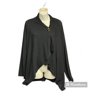 Cable & Gauge charcoal gray one button long cardigan size XL has pockets